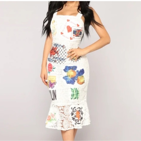 Fashion nova minute Carlo dress Floral Patchwork White Dress - Picture 2 of 10